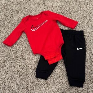 Nike Red and Black Infant Bodysuit and Pants
